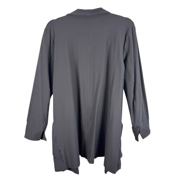 Eileen Fisher Rye Washable Crepe Slouchy Pocket Stretchy Open Kimono Tunic L - Picture 2 of 6